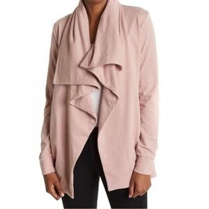 All Saints Delia Sweatshirt Open Front Cascading Waterfall Cardigan Dusty Rose